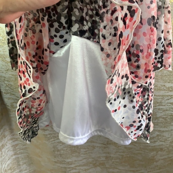 H&M Collection Pink/Grey Asymmetrical Polka Dot Layered Mini Dress Size M - Picture 5 of 11